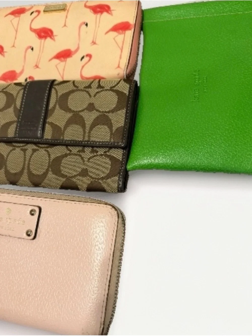 Coach kate spade Michael Kors Bundle leather Zip Around Wallets with Gold Logo